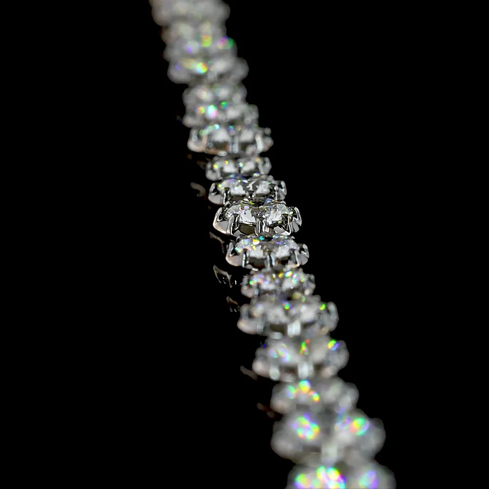 14K White Gold 16" Station Necklace with 10.79 Carats Lab-Grown Round Brilliant Diamonds in Prong and Bezel Settings - E-F VS1 Clarity - Covaloro Fine Jewelry - Image 3