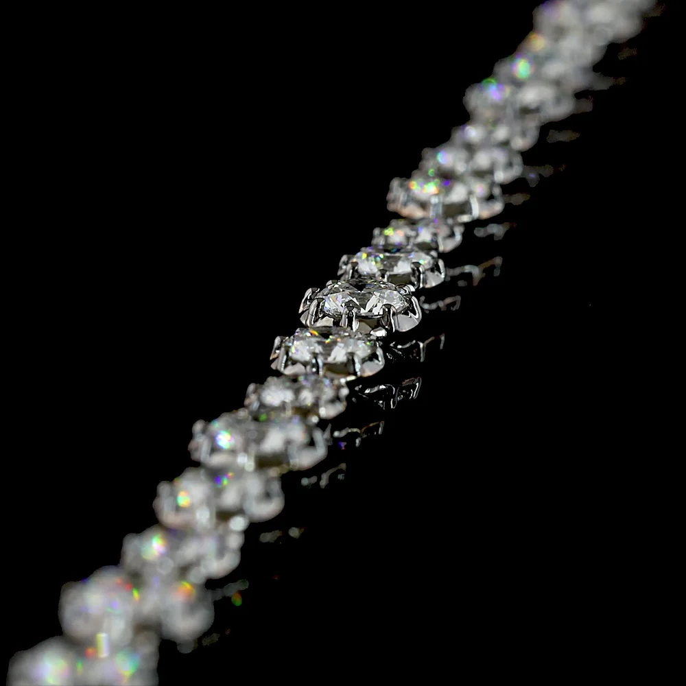 14K White Gold 16" Station Necklace with 10.79 Carats Lab-Grown Round Brilliant Diamonds in Prong and Bezel Settings - E-F VS1 Clarity - Covaloro Fine Jewelry - Image 4