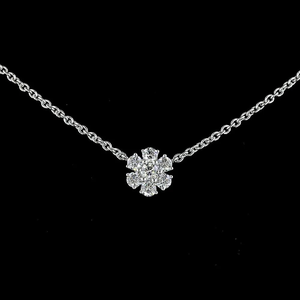 14K White Gold 16" Station Necklace with 35 Round Brilliant Lab Diamonds - 2.96 Carats Total Diamond Weight - Covaloro Fine Jewelry - Image 2