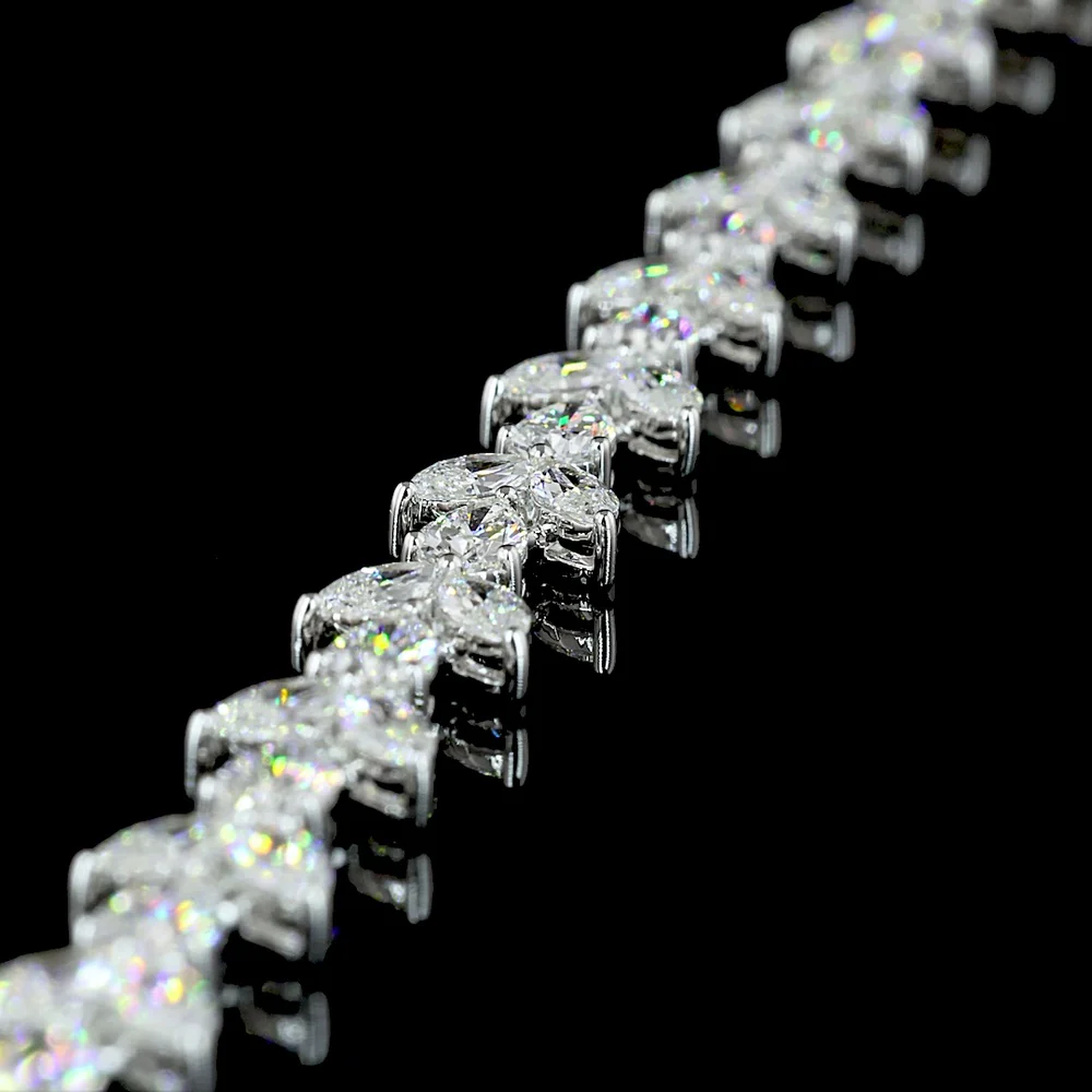 14K White Gold 16" Station Tennis Necklace with Alternating Marquise and Pear Lab Diamonds - 11.65 Carat Total Weight, E-F VS1 - Covaloro Fine Jewelry - Image 3