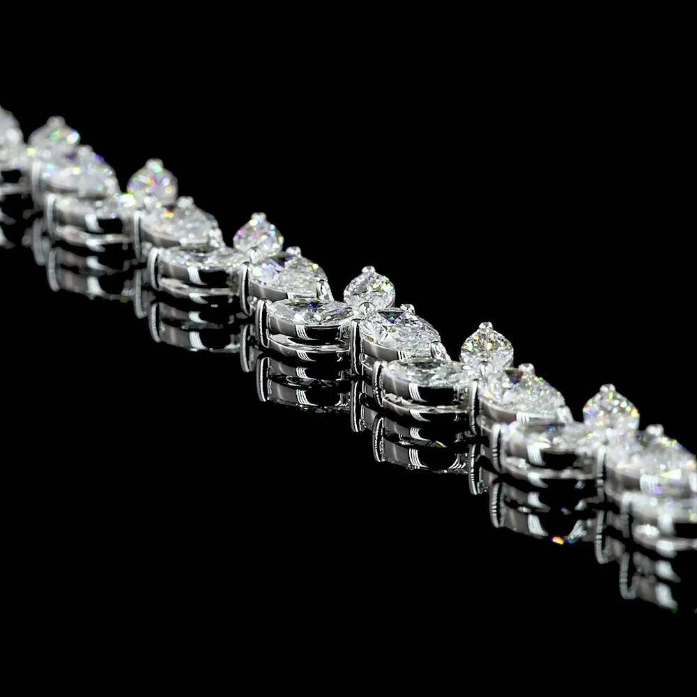 14K White Gold 16" Station Tennis Necklace with Alternating Marquise and Pear Lab Diamonds - 11.65 Carat Total Weight, E-F VS1 - Covaloro Fine Jewelry - Image 4