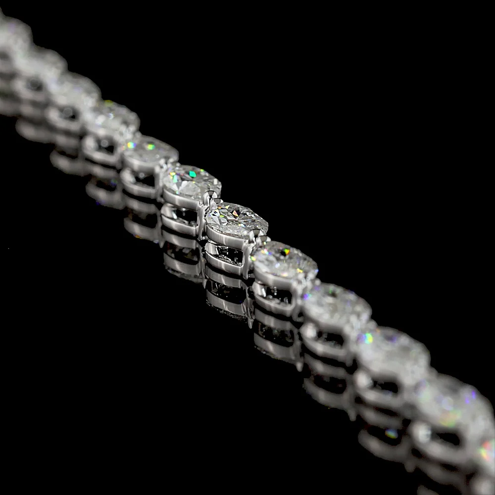 14K White Gold 16" Tennis Necklace with East-West Set Marquise Cut Lab Diamonds - 10.35 Carat Total Weight, E-F VS1 Clarity - Covaloro Fine Jewelry - Image 3