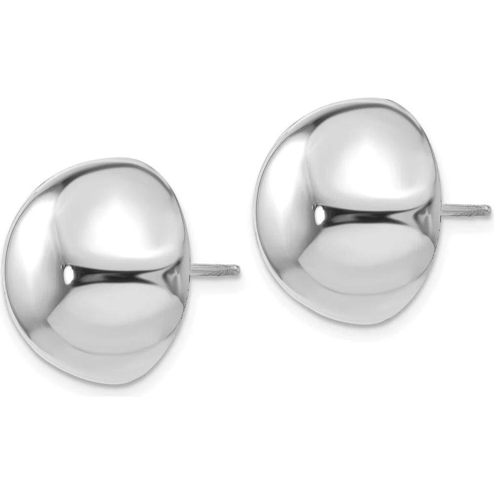 14K White Gold 16mm Polished Half Ball Button Post Earrings - Elegant and Lightweight Design by Oro Pregiato - Image 2