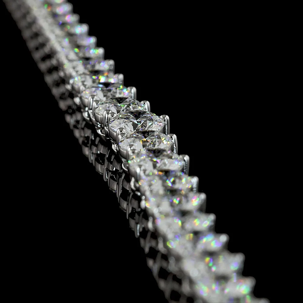 14K White Gold 17.15 Carats Graduated Riviera Necklace with Prong Set Round Lab Diamonds - E-F VS Clarity - Covaloro Fine Jewelry - Image 3