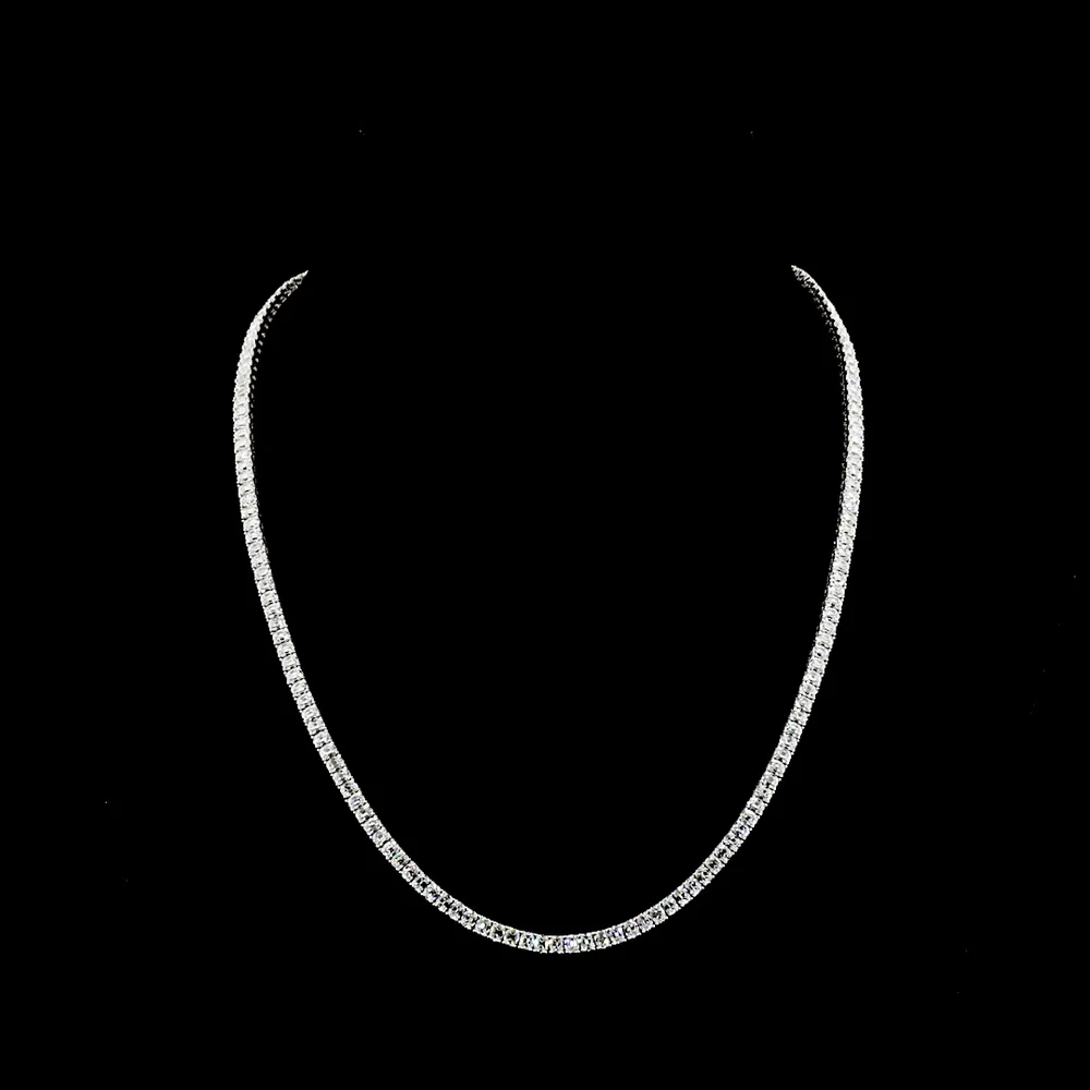 14K White Gold 17.38 Carat Lab Diamond Tennis Necklace with Prong Set Antique Cushion Cut Stones - 160 Total Diamonds, E-F VS Quality - Covaloro Fine Jewelry