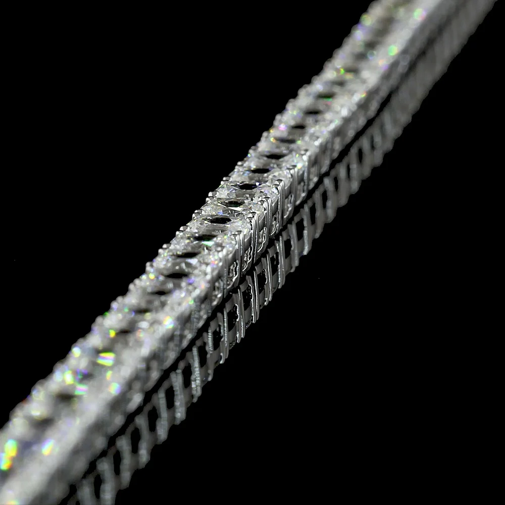 14K White Gold 17.38 Carat Lab Diamond Tennis Necklace with Prong Set Antique Cushion Cut Stones - 160 Total Diamonds, E-F VS Quality - Covaloro Fine Jewelry - Image 4