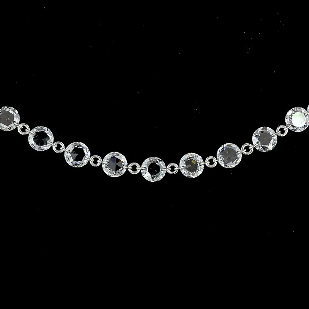 14K White Gold 17.47" Tennis Necklace with Prong-Set Rose Cut Lab Diamonds - 17.47 Carat Total Diamond Weight - Covaloro Fine Jewelry - Image 2