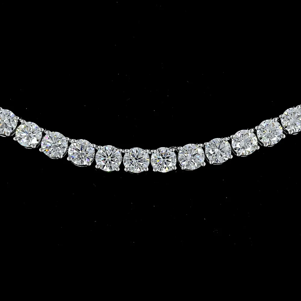 14K White Gold 17.5-Inch Tennis Necklace with 145 Prong-Set Round Lab Diamonds - 11.24 Total Carat Weight, E-F Color VS Clarity - Covaloro Fine Jewelry - Image 2