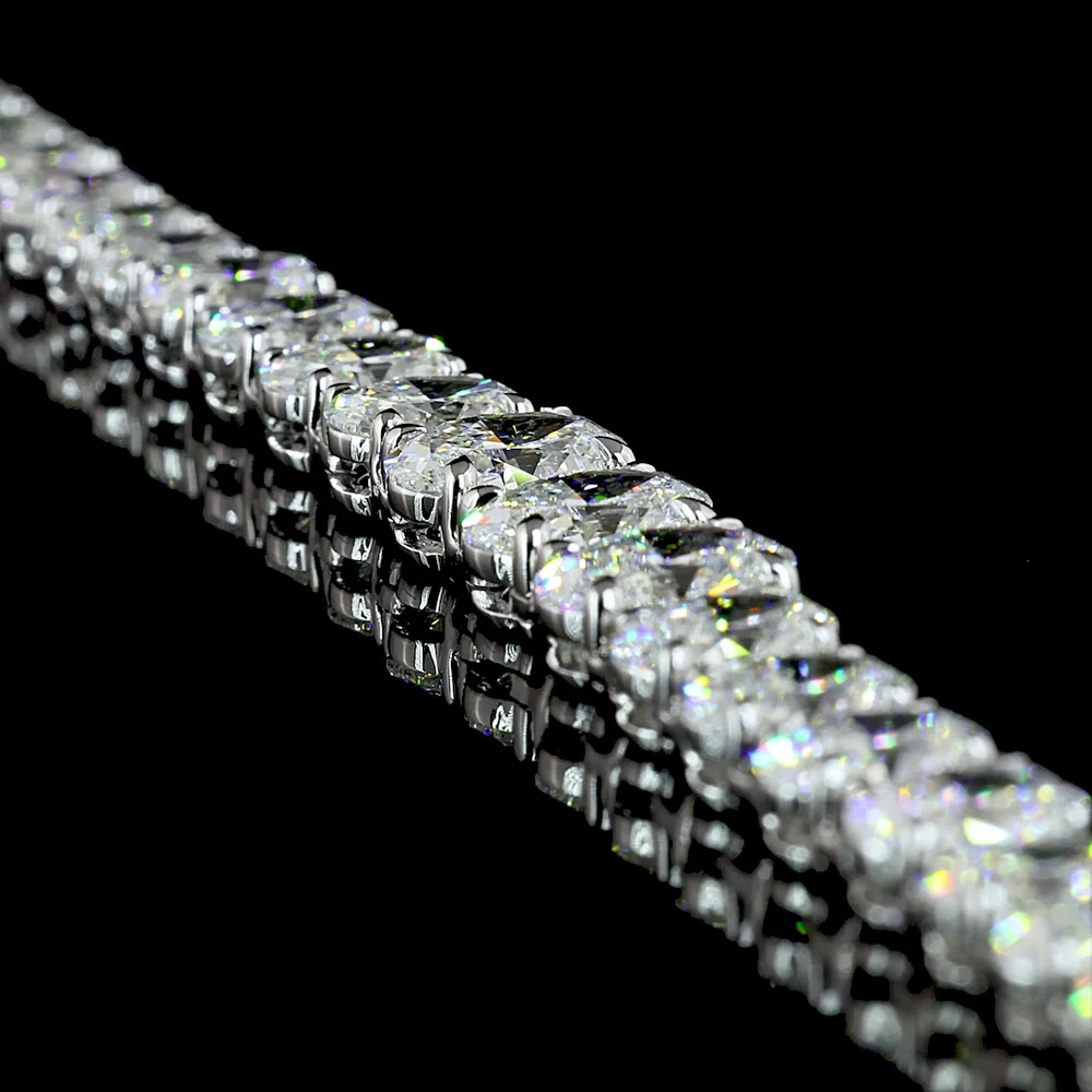 14K White Gold 17.5" Riviera Necklace with Mixed Shape Lab Diamonds Including Oval Cuts - 14.38 Carat Total Weight, E-F Color - Covaloro Fine Jewelry - Image 3