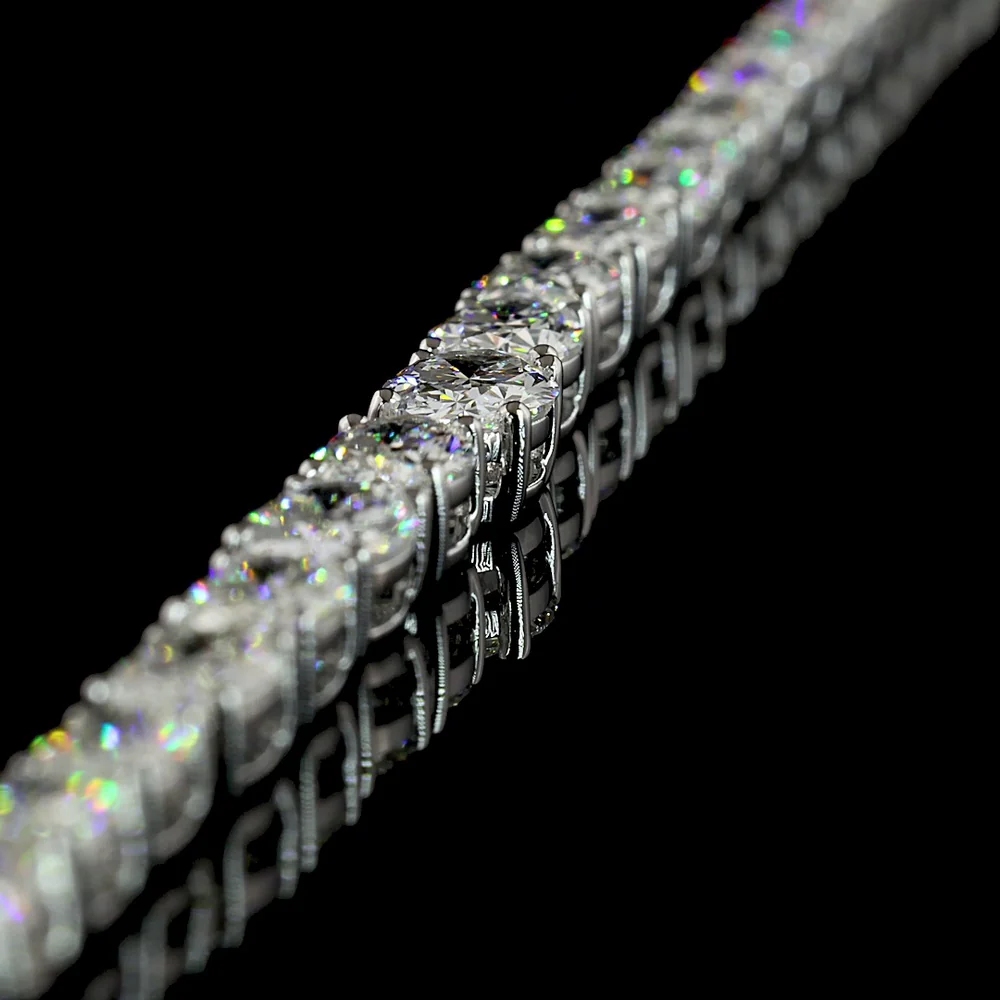 14K White Gold 17.5" Riviera Necklace with Oval Cut Lab Diamonds - 12.8 Carat Total Weight, E-F Color VS1 Clarity, Prong Set - Covaloro Fine Jewelry - Image 4