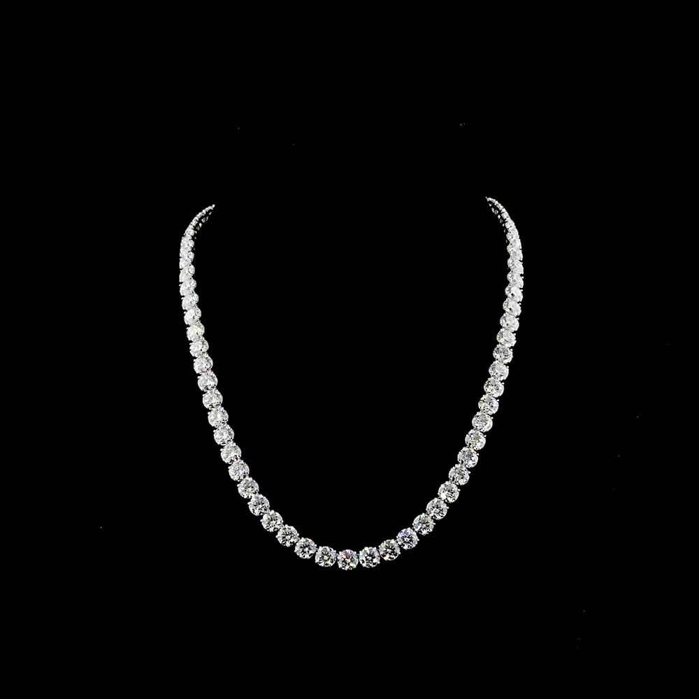 14K White Gold 17.5" Tennis Necklace with 67 Round and Marquise Cut Lab Diamonds - 64.67 Carat Total Weight - Covaloro Fine Jewelry