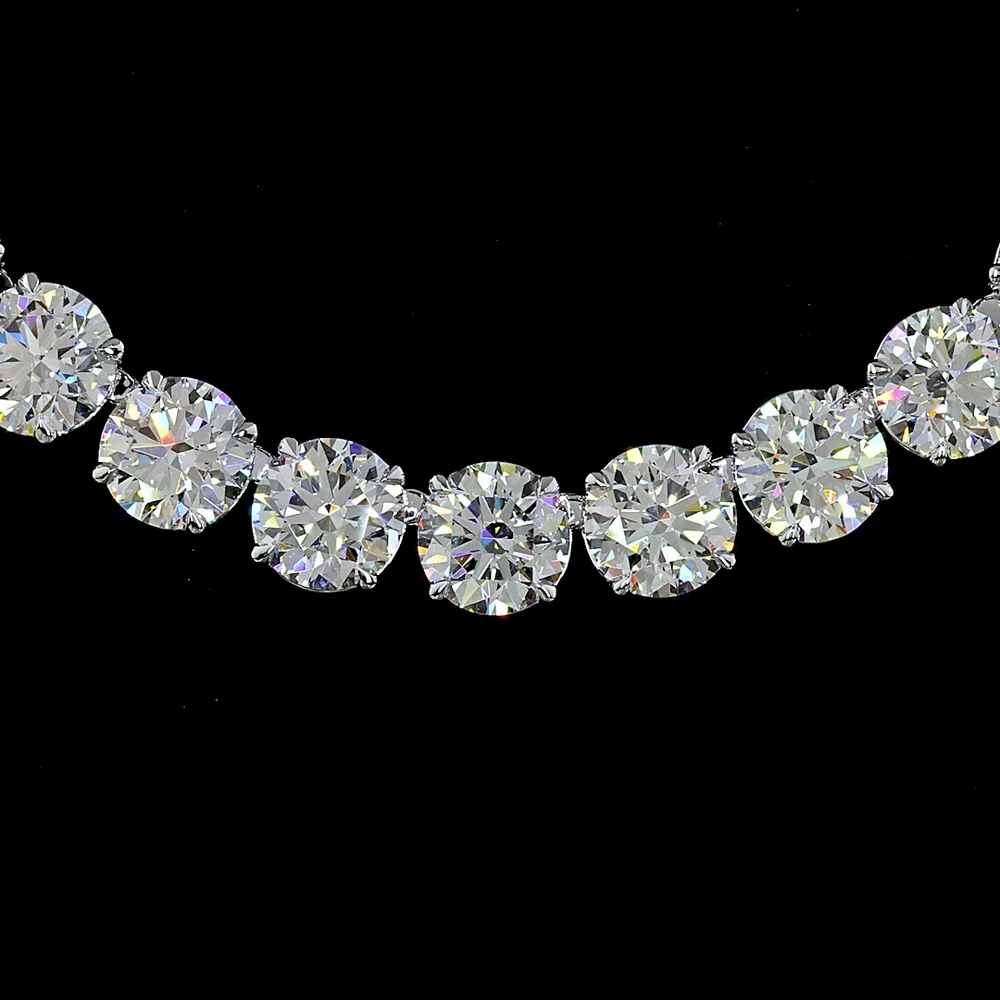 14K White Gold 17.5" Tennis Necklace with 67 Round and Marquise Cut Lab Diamonds - 64.67 Carat Total Weight - Covaloro Fine Jewelry - Image 2