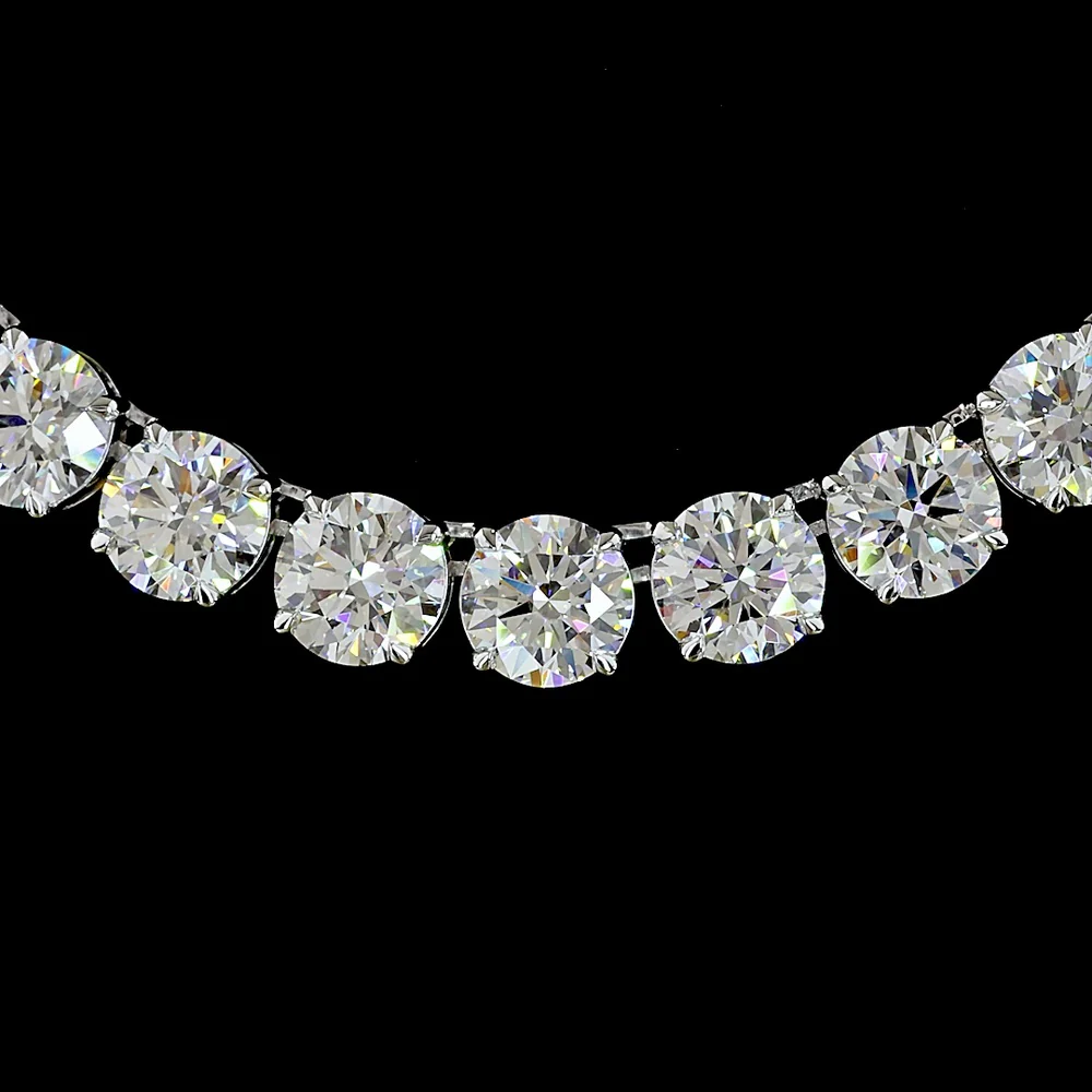 14K White Gold 17.5" Tennis Necklace with 71 Brilliant Round Lab-Grown Diamonds - 49.73 Carat Total Diamond Weight - Covaloro Fine Jewelry - Image 2