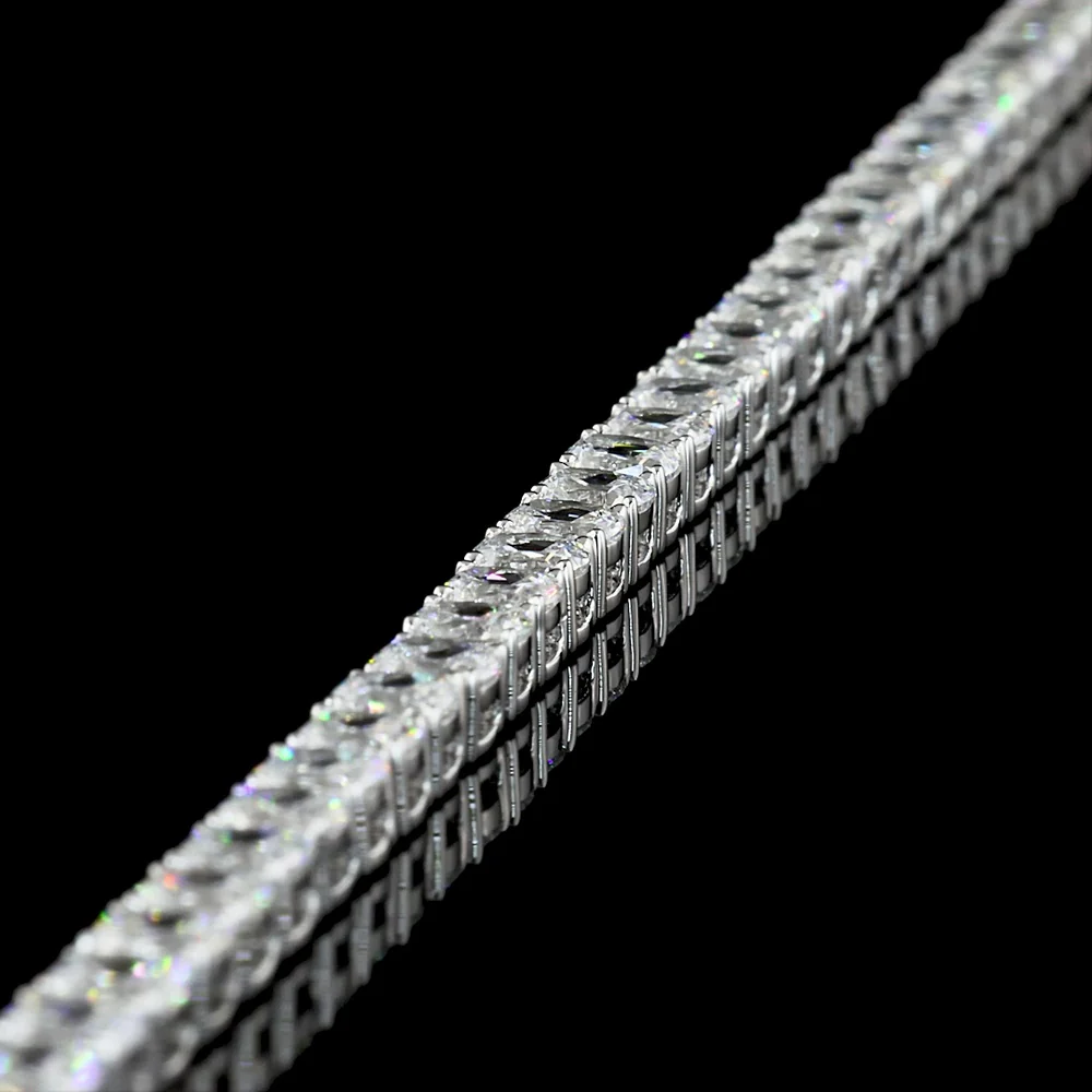 14K White Gold 17.5" Tennis Necklace with Prong Set Antique Cushion Cut Lab Diamonds - 33.62 Carat Total Weight - Covaloro Fine Jewelry - Image 3