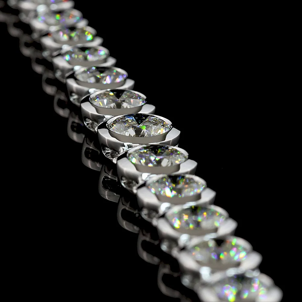 14K White Gold 17" Graduated Riviera Necklace with 86 Bezel-Set Round Lab Diamonds - 23.34 Total Carat Weight, E-F Color, VS Clarity - Covaloro Fine Jewelry - Image 3