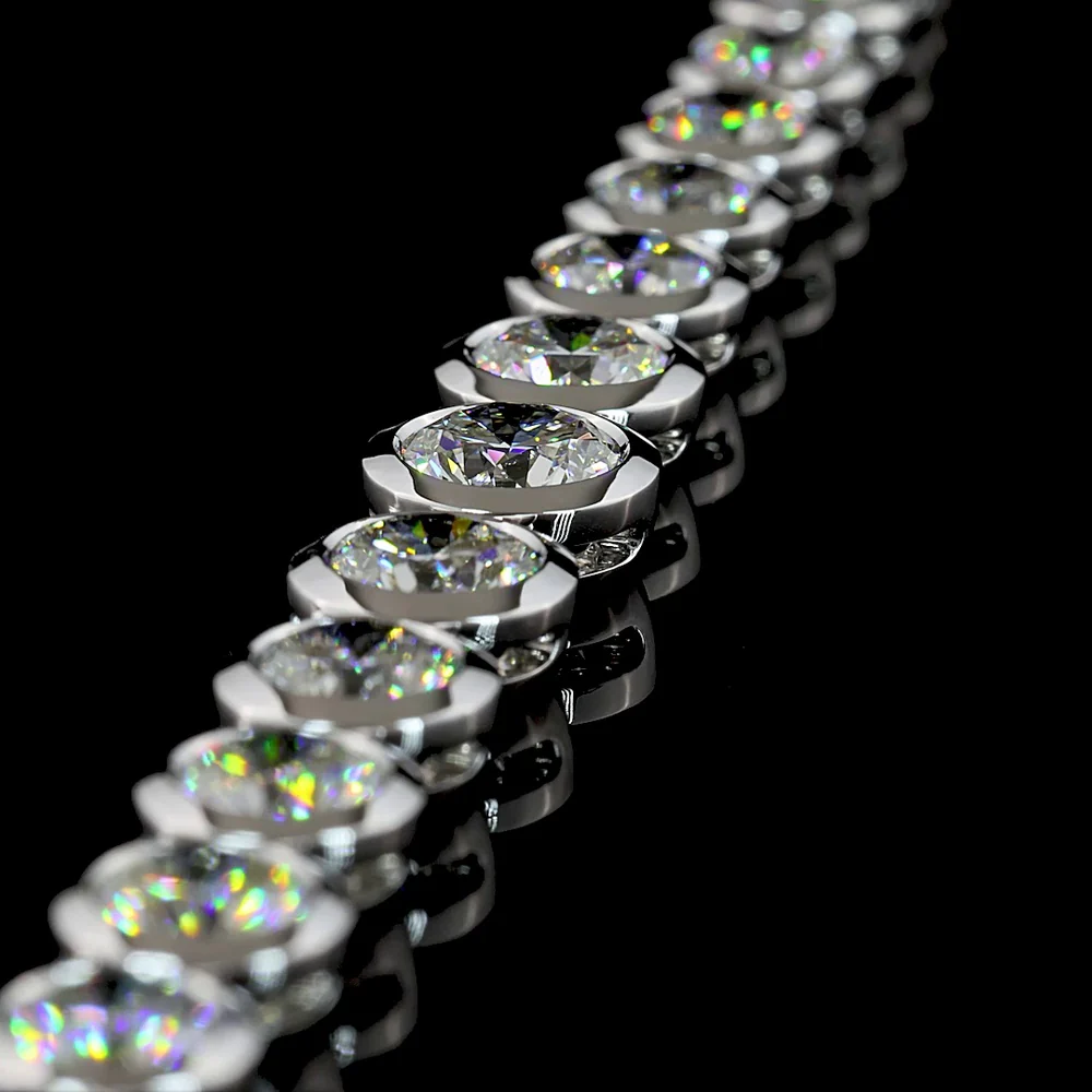 14K White Gold 17" Graduated Riviera Necklace with 86 Bezel-Set Round Lab Diamonds - 23.34 Total Carat Weight, E-F Color, VS Clarity - Covaloro Fine Jewelry - Image 4