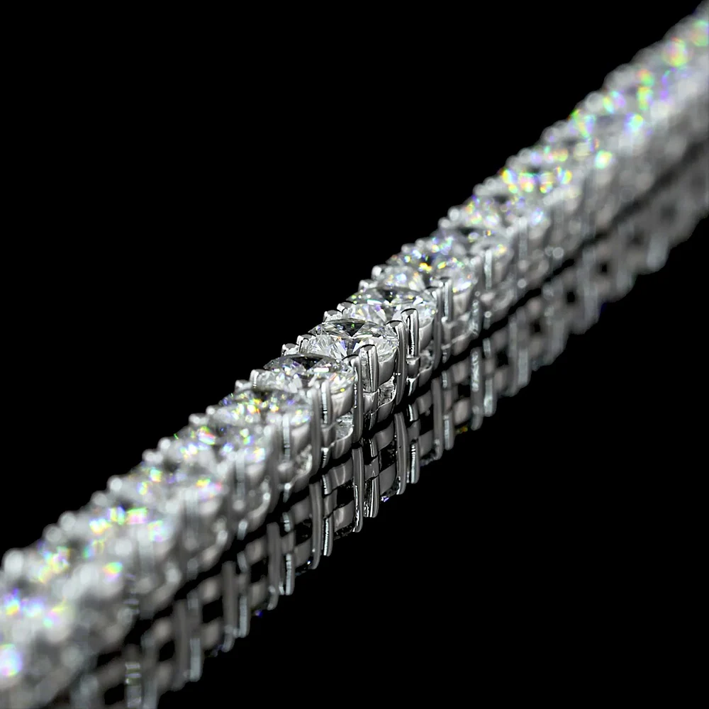14K White Gold 17-Inch Tennis Necklace with 146 Round Brilliant Cut Lab Diamonds - 11.63 Carats Total Diamond Weight - Covaloro Fine Jewelry - Image 4