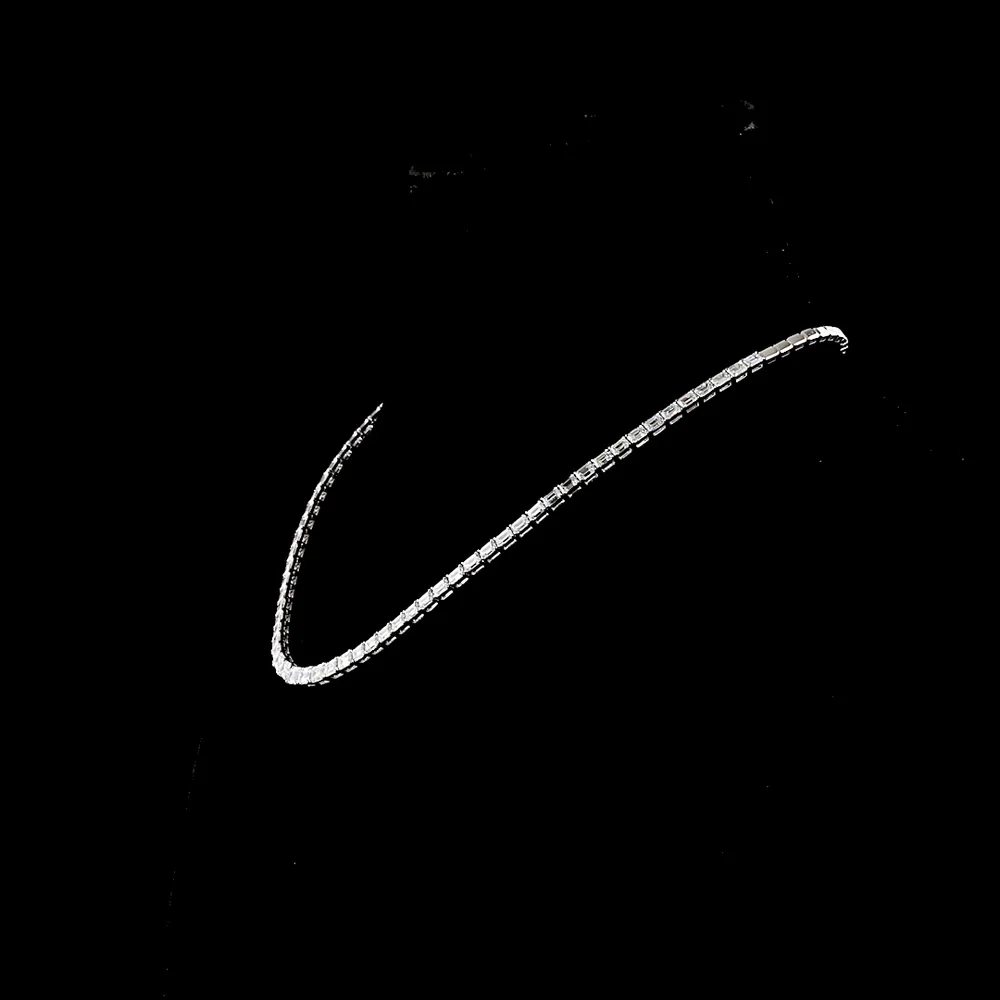 14K White Gold 17" Riviera Necklace with East-West Set Emerald Cut Lab Diamonds - 13.93 Carats Total Diamond Weight - Covaloro Fine Jewelry - Image 3