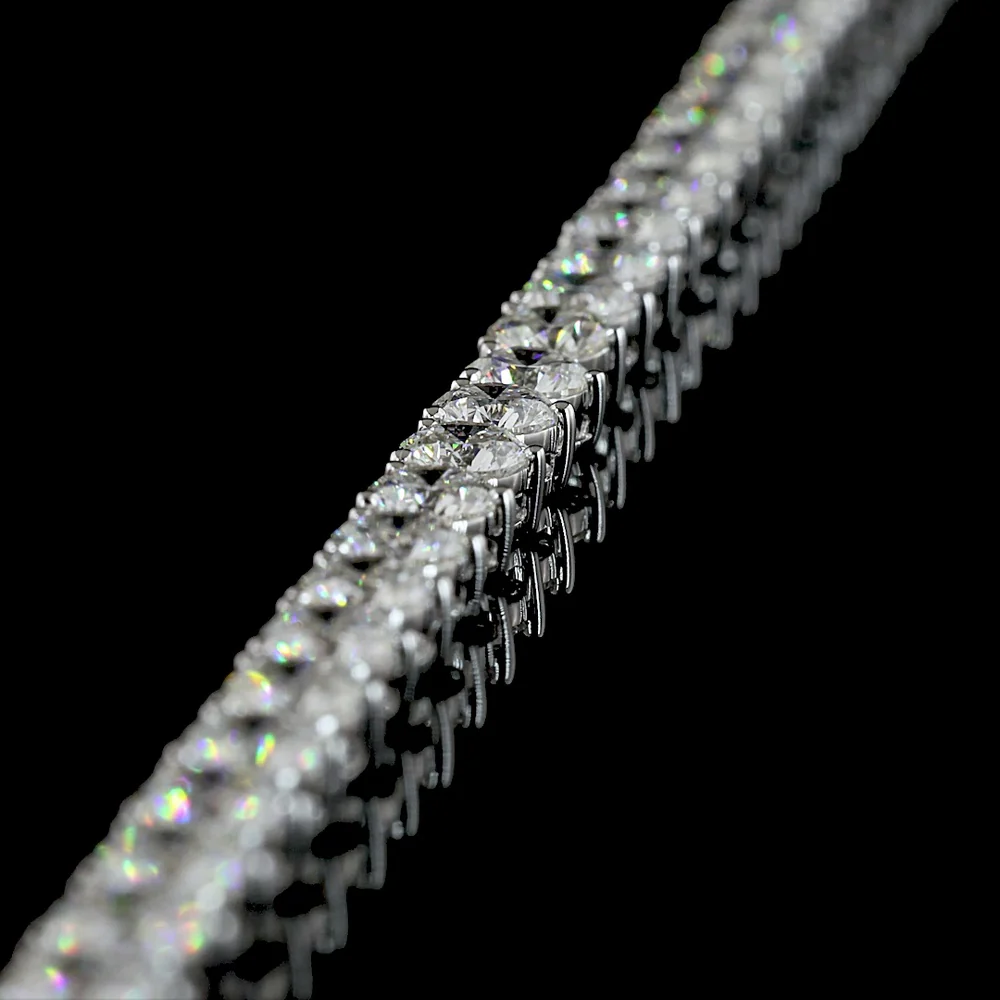 14K White Gold 17" Tennis Necklace with 122 Lab-Grown Round Brilliant Cut Diamonds - 18.87 Carat Total Weight, E-F Color, VS1 Clarity - Covaloro Fine Jewelry - Image 4
