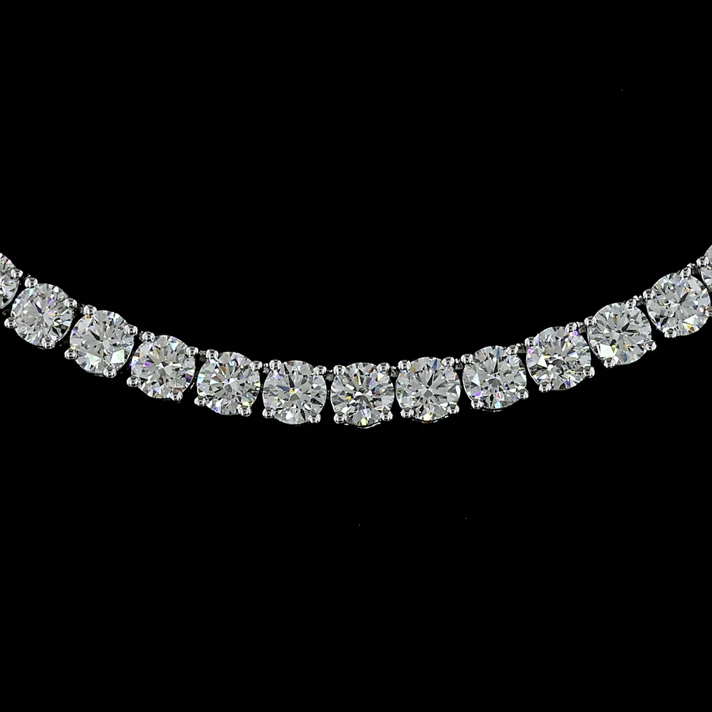 14K White Gold 17" Tennis Necklace with 134 Round Brilliant Cut Lab Diamonds - 13.77 Carat Total Weight (E-F Color, VS1 Clarity) - Covaloro Fine Jewelry - Image 2