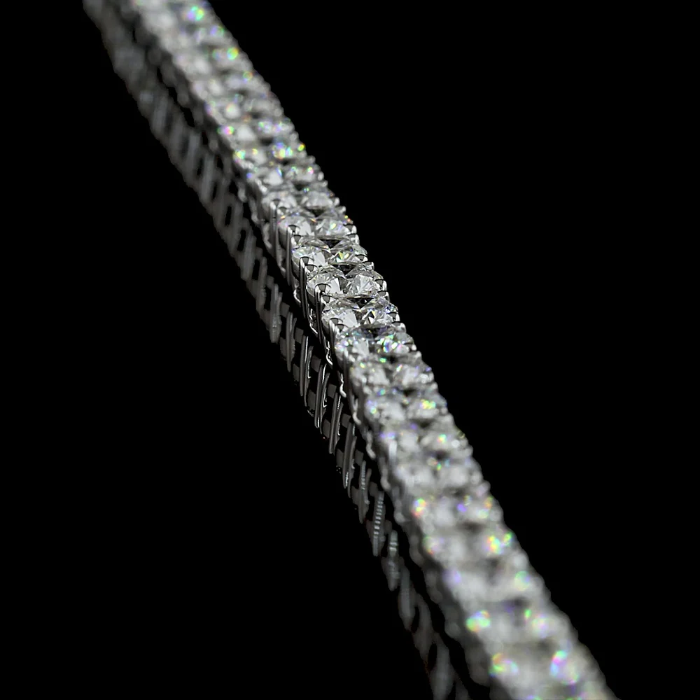 14K White Gold 17" Tennis Necklace with 134 Round Brilliant Cut Lab Diamonds - 13.77 Carat Total Weight (E-F Color, VS1 Clarity) - Covaloro Fine Jewelry - Image 3
