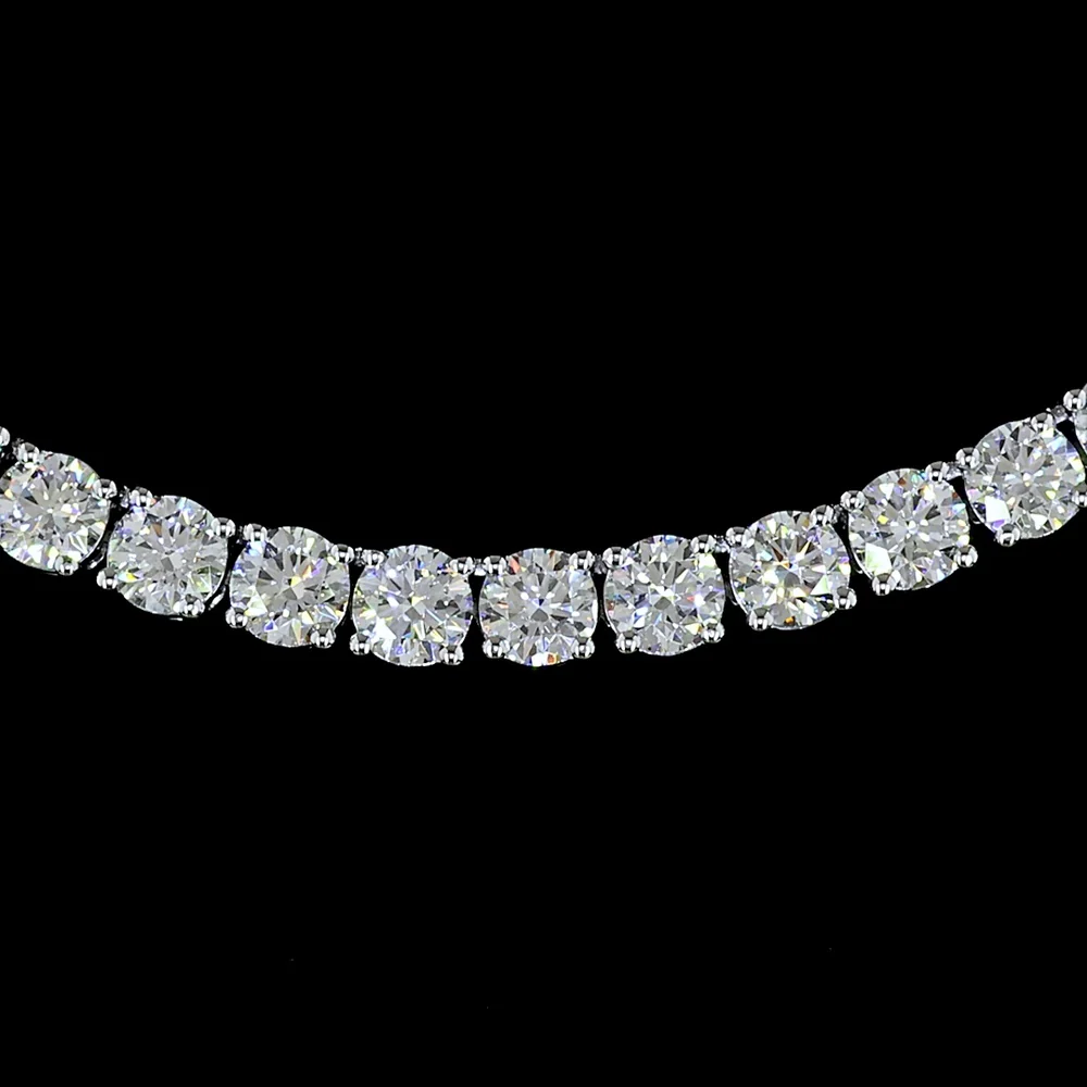 14K White Gold 17" Tennis Necklace with Prong Set Round Lab Diamonds - 12.55 Carat Total Weight - Covaloro Fine Jewelry - Image 2