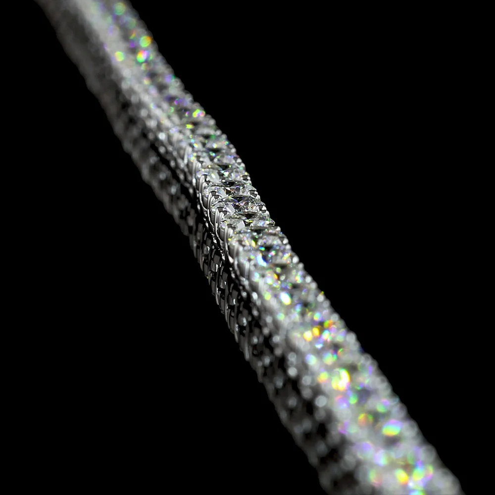 14K White Gold 17" Tennis Necklace with Prong Set Round Lab Diamonds - 12.55 Carat Total Weight - Covaloro Fine Jewelry - Image 3