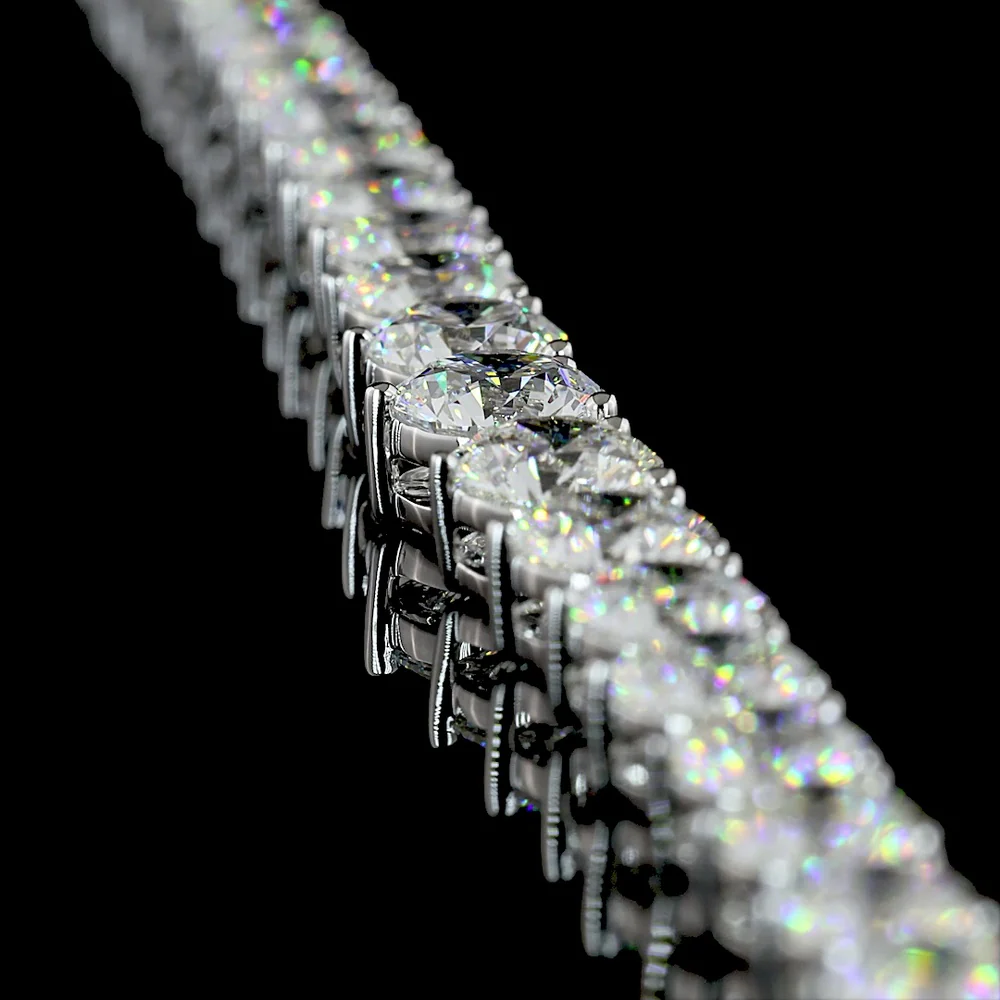 14K White Gold 18.07 Carats Total Weight Round Brilliant Lab Diamond Riviera Necklace with Graduated Prong Set Stones - E-F Color VS Clarity - Covaloro Fine Jewelry - Image 3