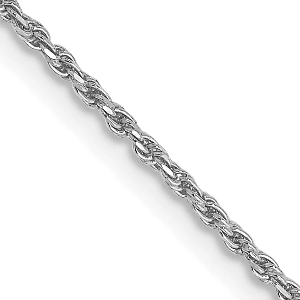 14K White Gold 18" 1.15mm Diamond-Cut Rope Chain with Lobster Clasp by Oro Pregiato