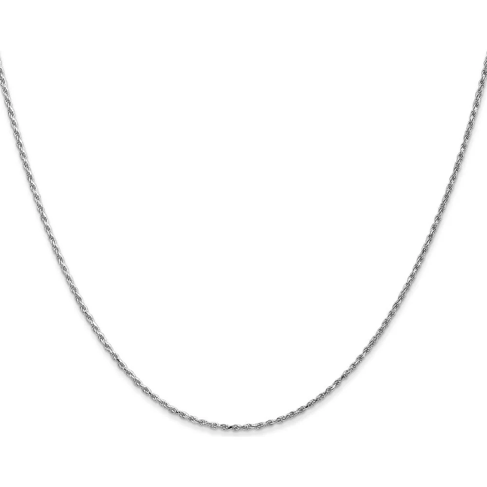 14K White Gold 18" 1.15mm Diamond-Cut Rope Chain with Lobster Clasp by Oro Pregiato - Image 2
