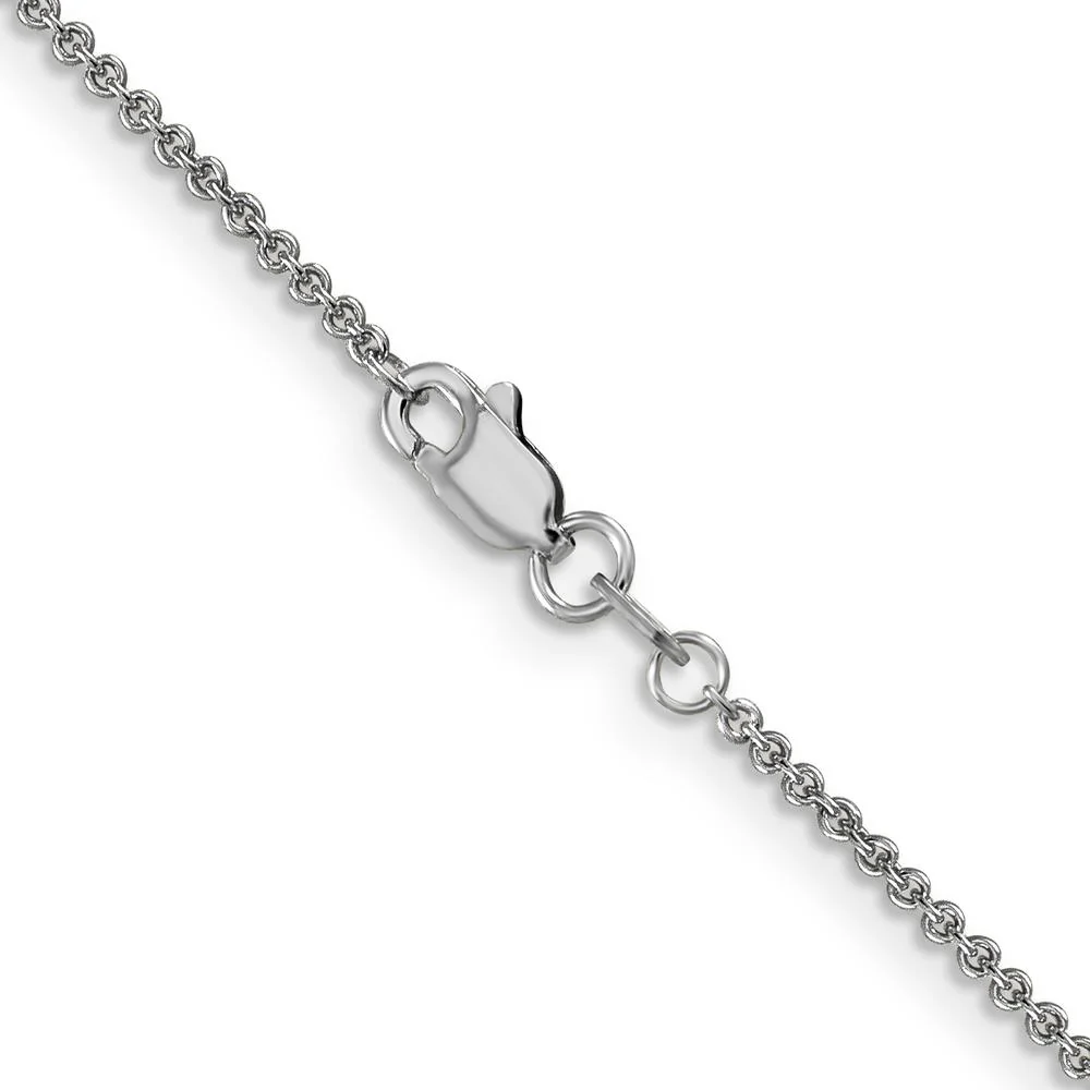 14K White Gold 18" 1.4mm Cable Link Necklace with Lobster Clasp by Oro Pregiato - Image 3