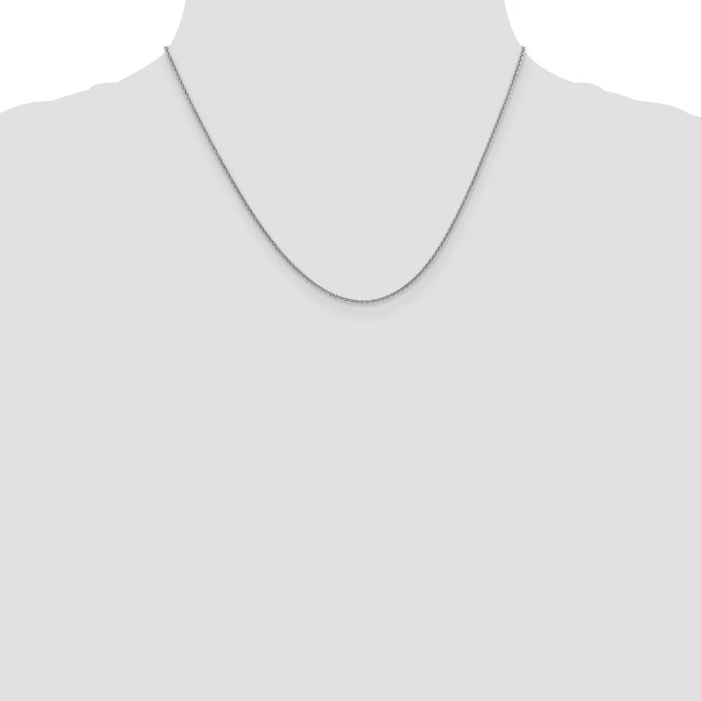 14K White Gold 18" 1.4mm Cable Link Necklace with Lobster Clasp by Oro Pregiato - Image 4