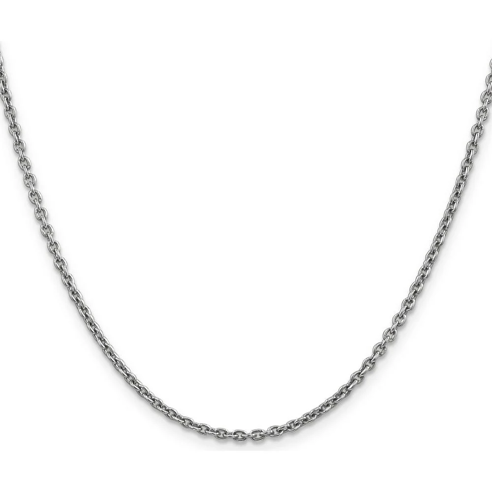 14K White Gold 18" 2.2mm Forzantine Cable Chain with Lobster Clasp by Oro Pregiato - Image 2