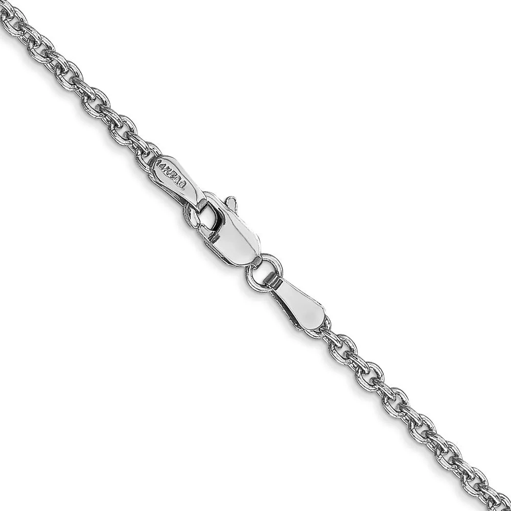 14K White Gold 18" 2.2mm Forzantine Cable Chain with Lobster Clasp by Oro Pregiato - Image 3
