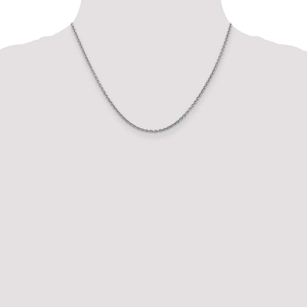 14K White Gold 18" 2.2mm Forzantine Cable Chain with Lobster Clasp by Oro Pregiato - Image 4