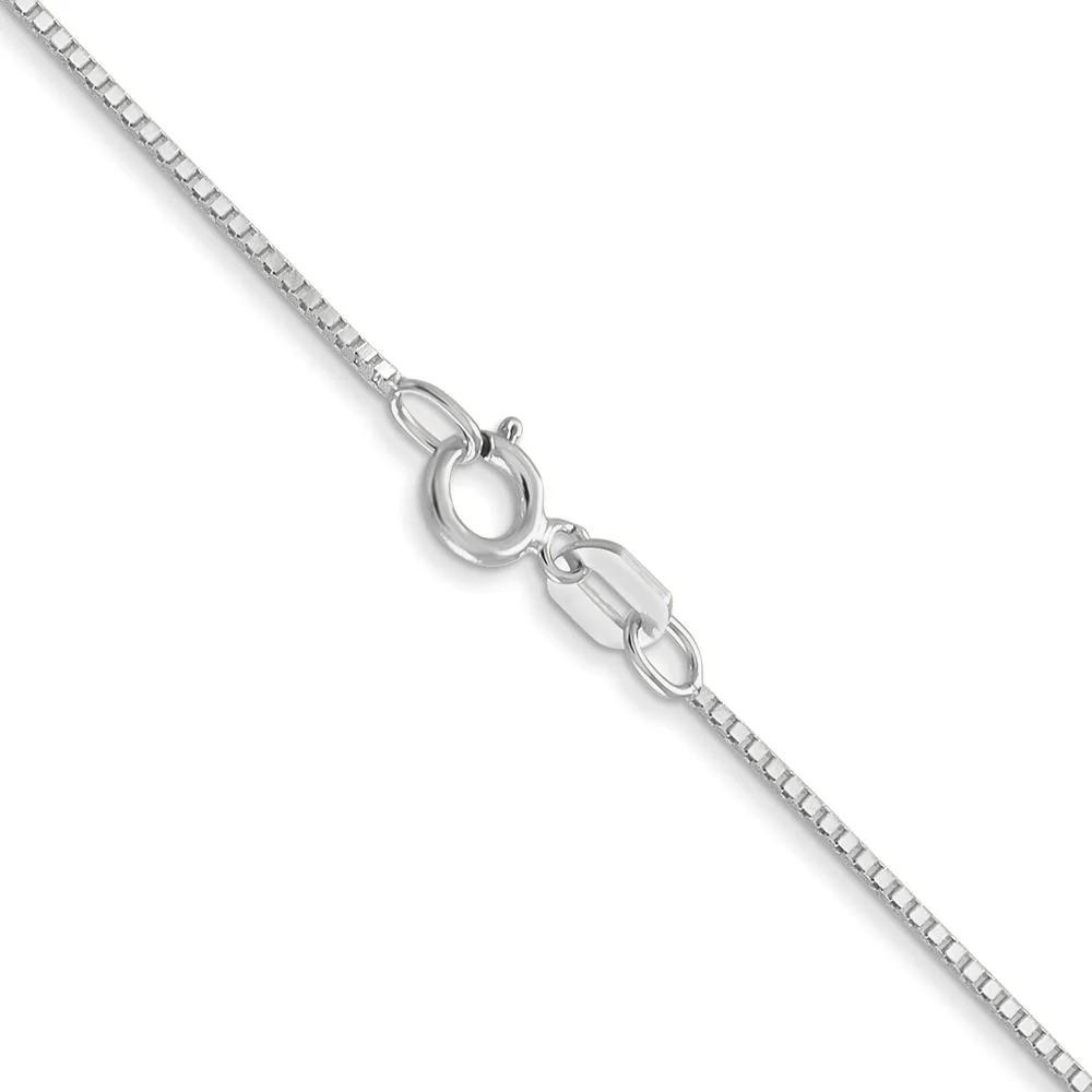 14K White Gold 18" Box Chain Necklace with Rhodium Plating - Polished Finish by Oro Pregiato - Image 3