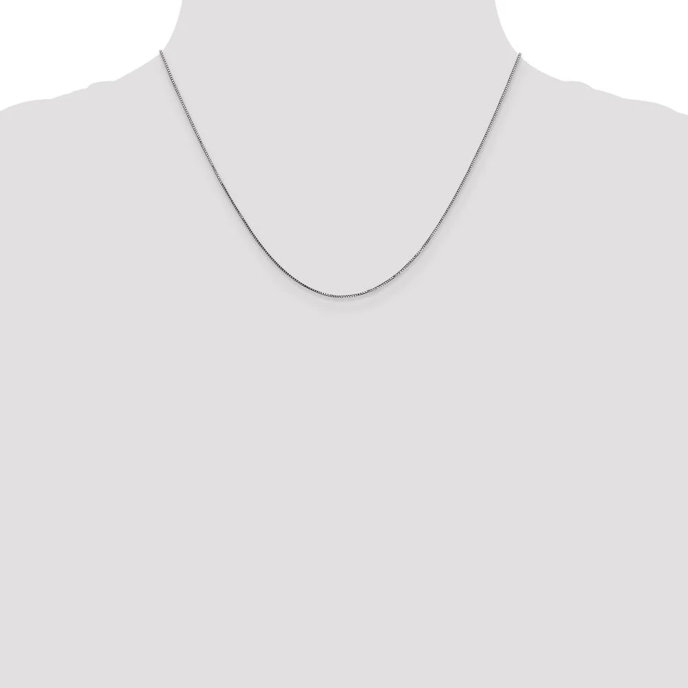 14K White Gold 18" Box Chain Necklace with Rhodium Plating - Polished Finish by Oro Pregiato - Image 4