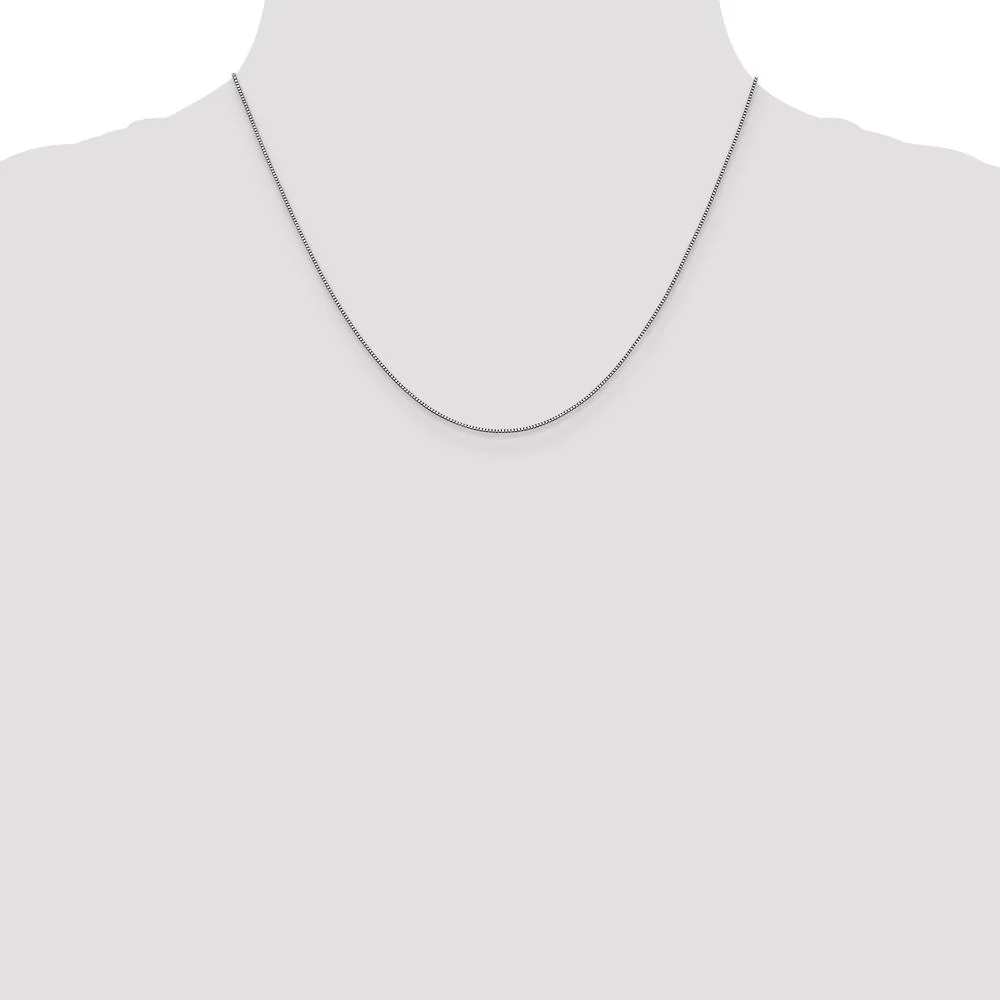 14K White Gold 18" Box Chain with Lobster Clasp - 0.7mm Width by Oro Pregiato - Image 4
