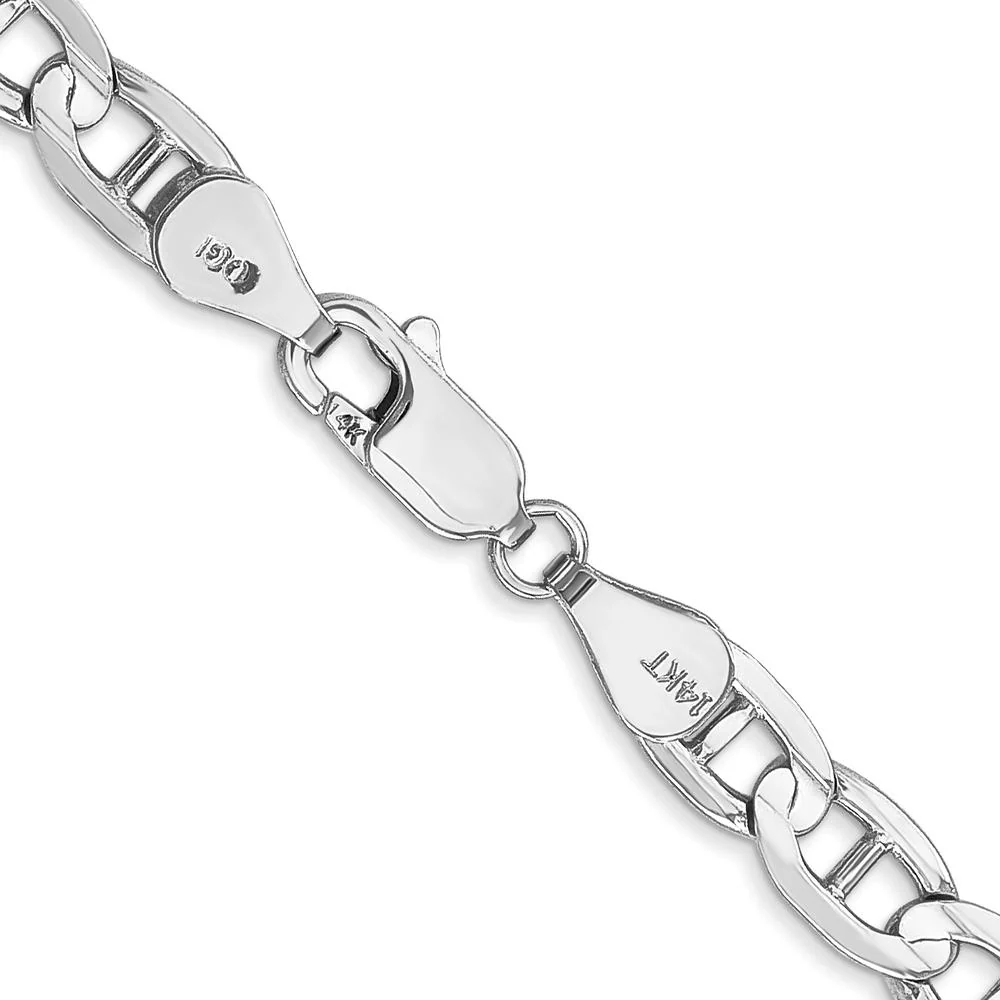 14K White Gold 18" Concave Anchor Chain with Lobster Clasp - 5.25mm Width by Oro Pregiato - Image 3