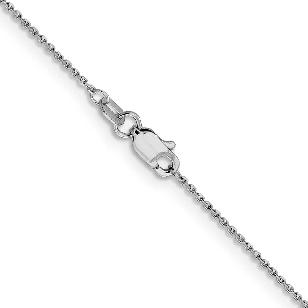 14K White Gold 18" Diamond-Cut Round Open Link Cable Chain with Lobster Clasp - Rhodium Plated by Monteluci Fine Jewelry - Image 3