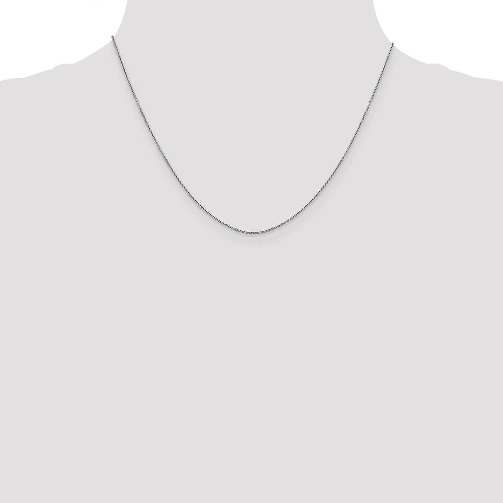 14K White Gold 18" Diamond-Cut Round Open Link Cable Chain with Lobster Clasp - Rhodium Plated by Monteluci Fine Jewelry - Image 4