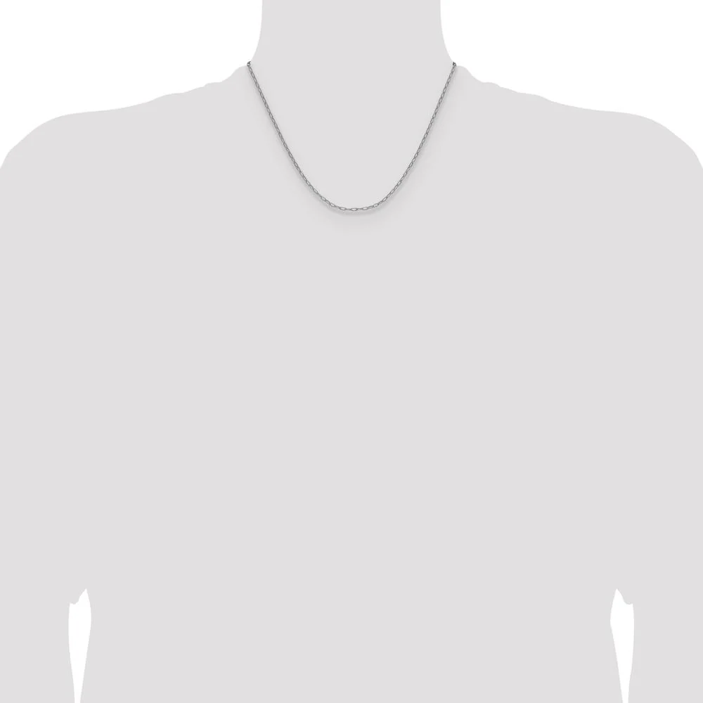 14K White Gold 18-inch Beveled Paperclip Chain with Lobster Clasp by Oro Pregiato - Image 4
