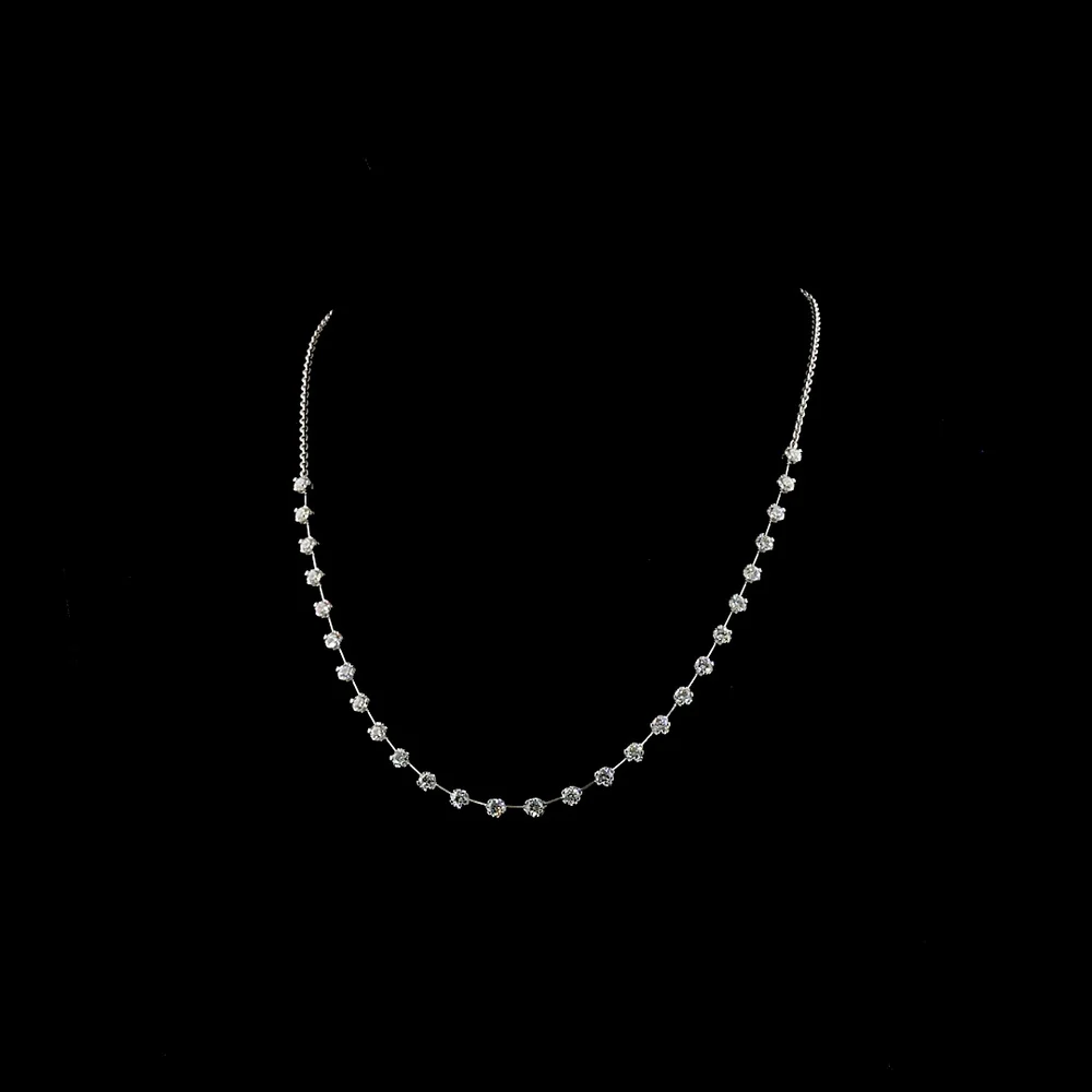 14K White Gold 18-Inch Station Necklace with 27 U-Prong Set Round Lab-Grown Diamonds - 3.04 Carats Total Diamond Weight - Covaloro Fine Jewelry