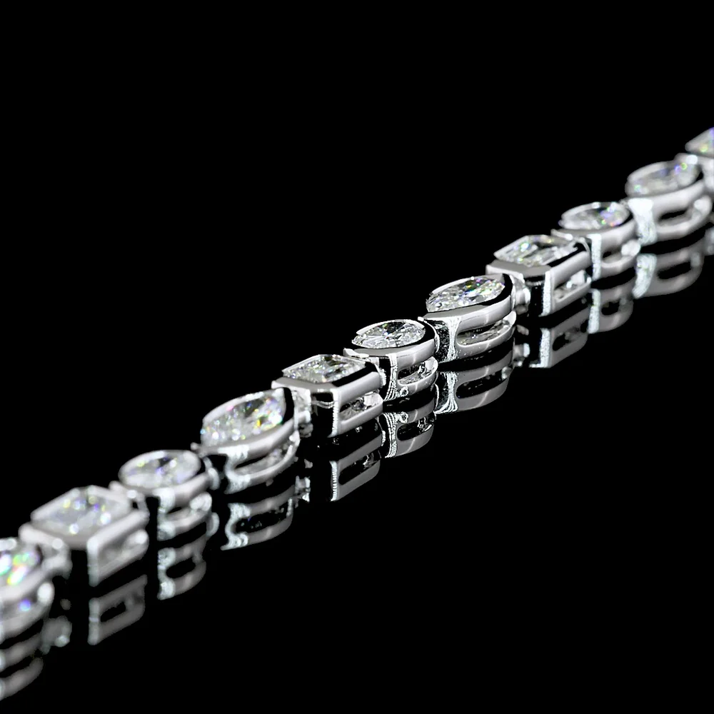 14K White Gold 18" Mixed Shape Tennis Necklace with Bezel Set Emerald, Marquise, and Oval Lab Diamonds - 8.96 Carats Total Diamond Weight - Covaloro Fine Jewelry - Image 3