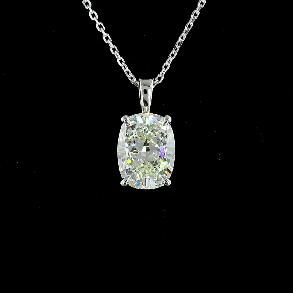 14K White Gold 18" Solitaire Pendant with 2.03 Carat Cushion Brilliant Lab Diamond - G-H Color VS1 Clarity - Covaloro Fine Jewelry - Image 2