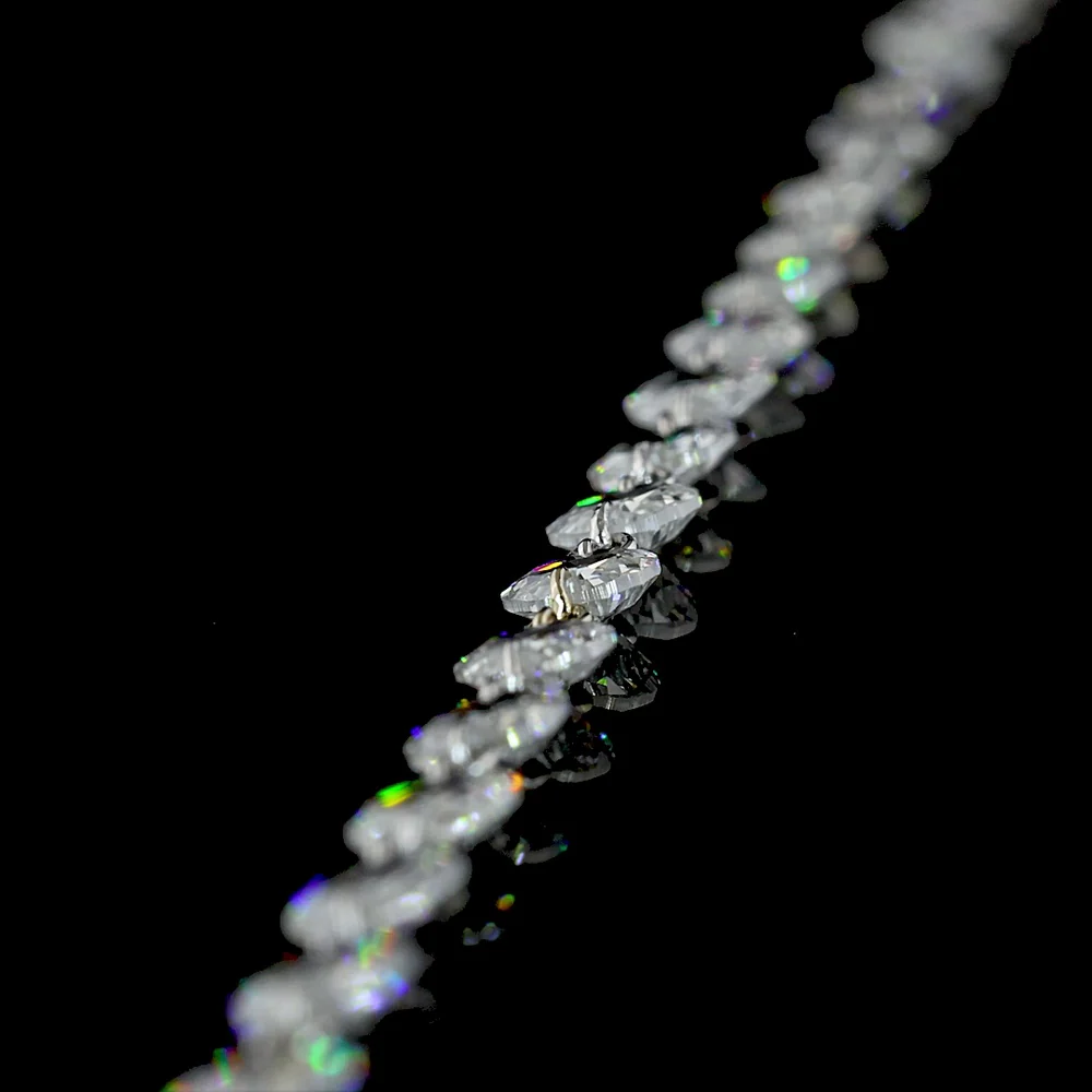 14K White Gold 18" Station Necklace with 78 Rose Cut Round Lab Diamonds - 8.37 Carat Total Weight, E-F Color VS1 Clarity - Covaloro Fine Jewelry - Image 4