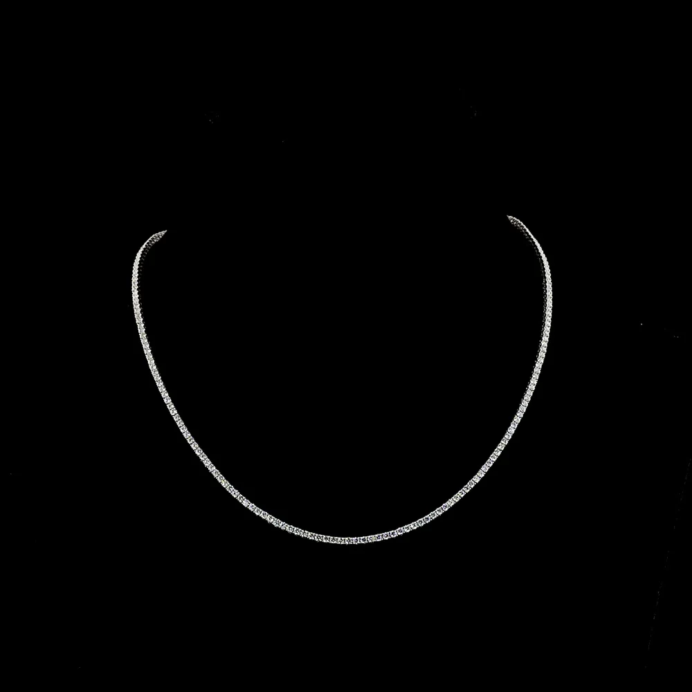 14K White Gold 18" Tennis Necklace with 215 Prong Set Round Lab Diamonds - 4.82 Carat Total Weight - Covaloro Fine Jewelry