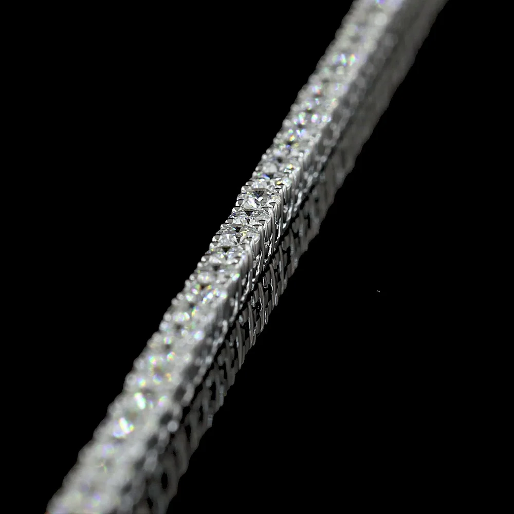 14K White Gold 18" Tennis Necklace with 215 Prong Set Round Lab Diamonds - 4.82 Carat Total Weight - Covaloro Fine Jewelry - Image 4
