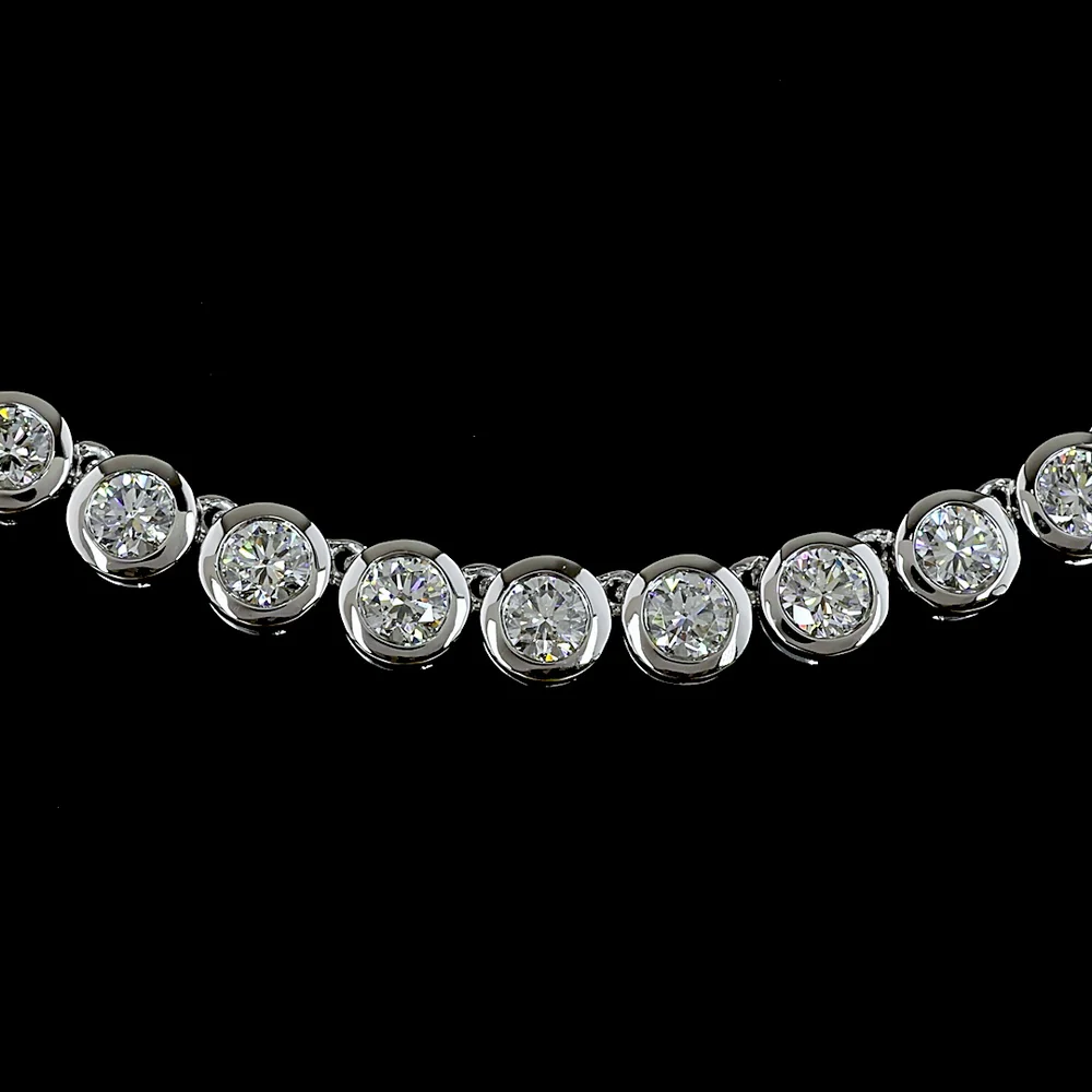 14K White Gold 18" Tennis Necklace with Bezel Set Round Lab Diamonds - 9.62 Carat Total Diamond Weight - Covaloro Fine Jewelry - Image 2