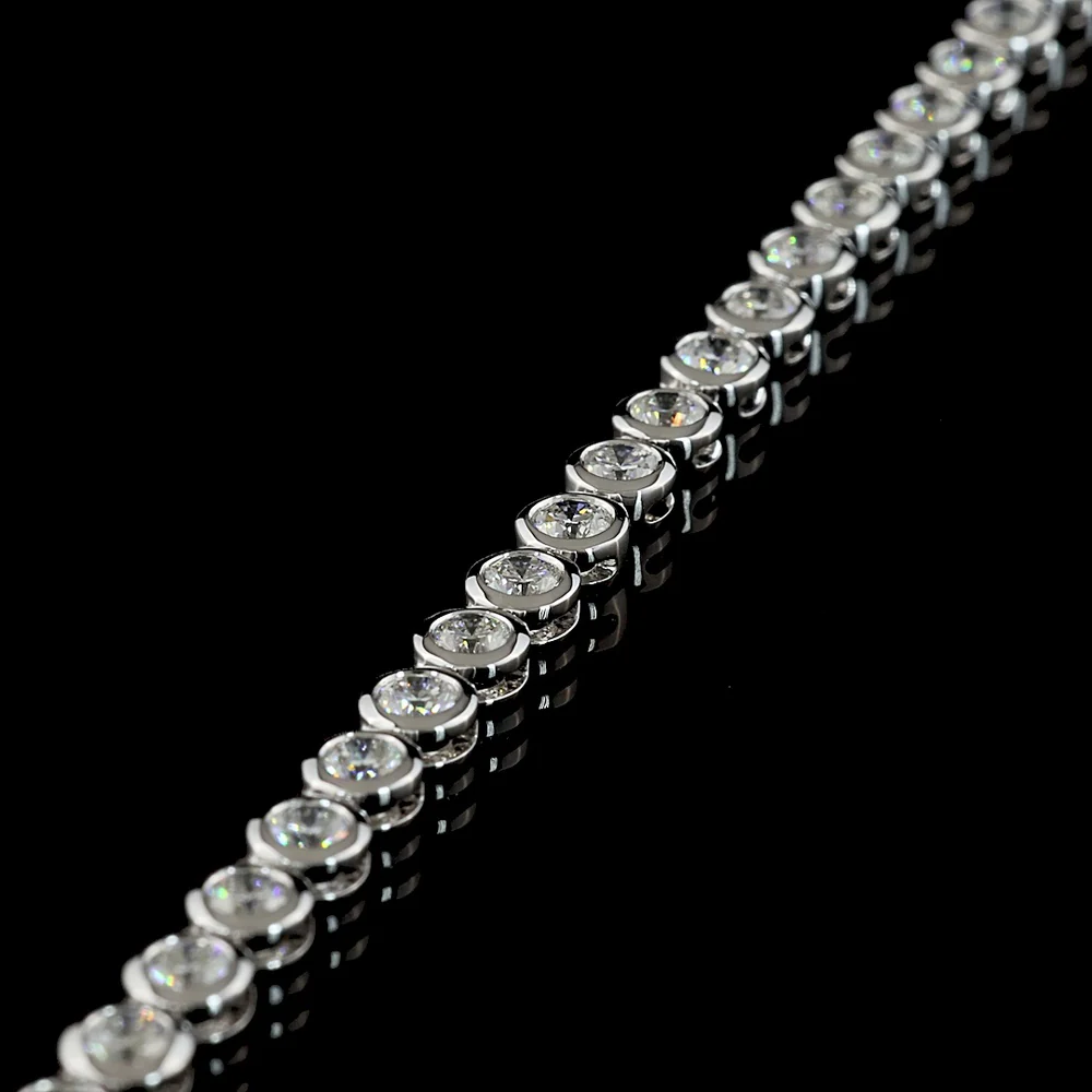 14K White Gold 18" Tennis Necklace with Bezel Set Round Lab Diamonds - 9.62 Carat Total Diamond Weight - Covaloro Fine Jewelry - Image 4